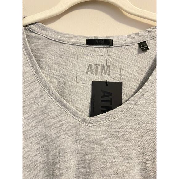 NWT ATM Anthony Thomas Melillo Pima Cotton V-Neck T-Shirt in heather grey sz. S - Picture 6 of 13